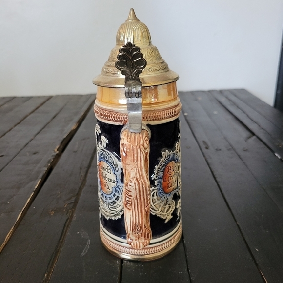 Vintage German Beer Stein Flip Top Lid Ceramic Bier Frohes Lied Multicolor - Picture 7 of 10